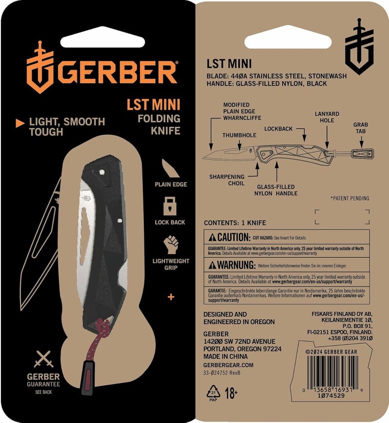 Gerber سكين جيير LST ميني - سكين جيب قابل للطي خفيف الوزن للتنزه والتخييم - أداة EDC - شفرة من الفولاذ المقاوم للصدأ المتين - أسود - Image 4
